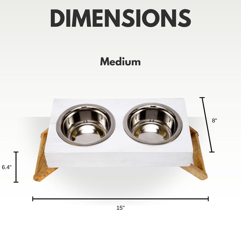Country Living Elevated Mango Wood Dog Feeder with 2 Stainless Steel Bowls – Distressed White Polished Finish immagine 8