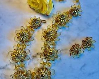 Stanley Hagler Necklace Earring Set: Signed, Beaded Butterfly