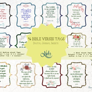 Bible Verse Tags - Printable, Scripture Tags, Digital Tags, Ephemera, Journal, Printable paper, Scrapbooking, Instant download