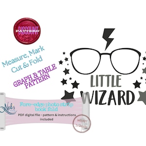 LITTLE WIZARD - Table and Graph Style Pattern - Folded Book Art Pattern - Measure, Mark, Cut and Fold - Instant Download