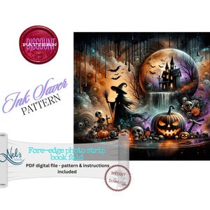 HALLOWEEN Scene - Fore-edge Photo strip book fold Pattern Only - INK Saver - Instant Download