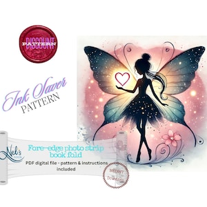 FAIRY with a HEART - Fore-edge Photo strip book fold Pattern Only - INK Saver - Instant Download