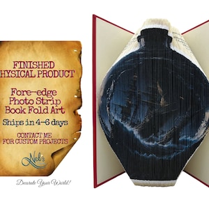 SHIP in the BOTTLE - Book Folding Art, Cadeau fait pour vous, Anniversaires, Travail sur mesure, Produit fini physique