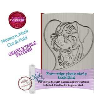 ROTTWEILER nel CUORE - Modello in stile tabella e grafico - Modello per libro piegato - Misura, segna, taglia e piega - Download immediato