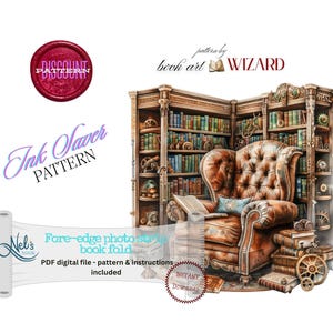 KRZESŁO BIBLIOTECZNE - Wzór na zakładkę książkową z paskiem fotograficznym na przedniej krawędzi - Oszczędność tuszu - Natychmiastowe pobranie