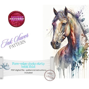 HORSE - Fore-edge Photo strip book fold Pattern Only - INK Saver - Instant Download