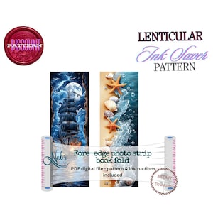 VINTAGE Ship and BEACH - Lenticular Fore-edge Photo strip book fold Pattern Only - Ink Saver - Instant Download