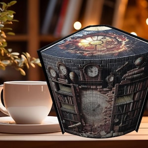 MUR DE BRIQUES avec BIBLIOTHÈQUE + Mini motif en prime - Pli 2 en 1 - Motif de pliage du livre photo sur le bord avant uniquement - Téléchargement instantané