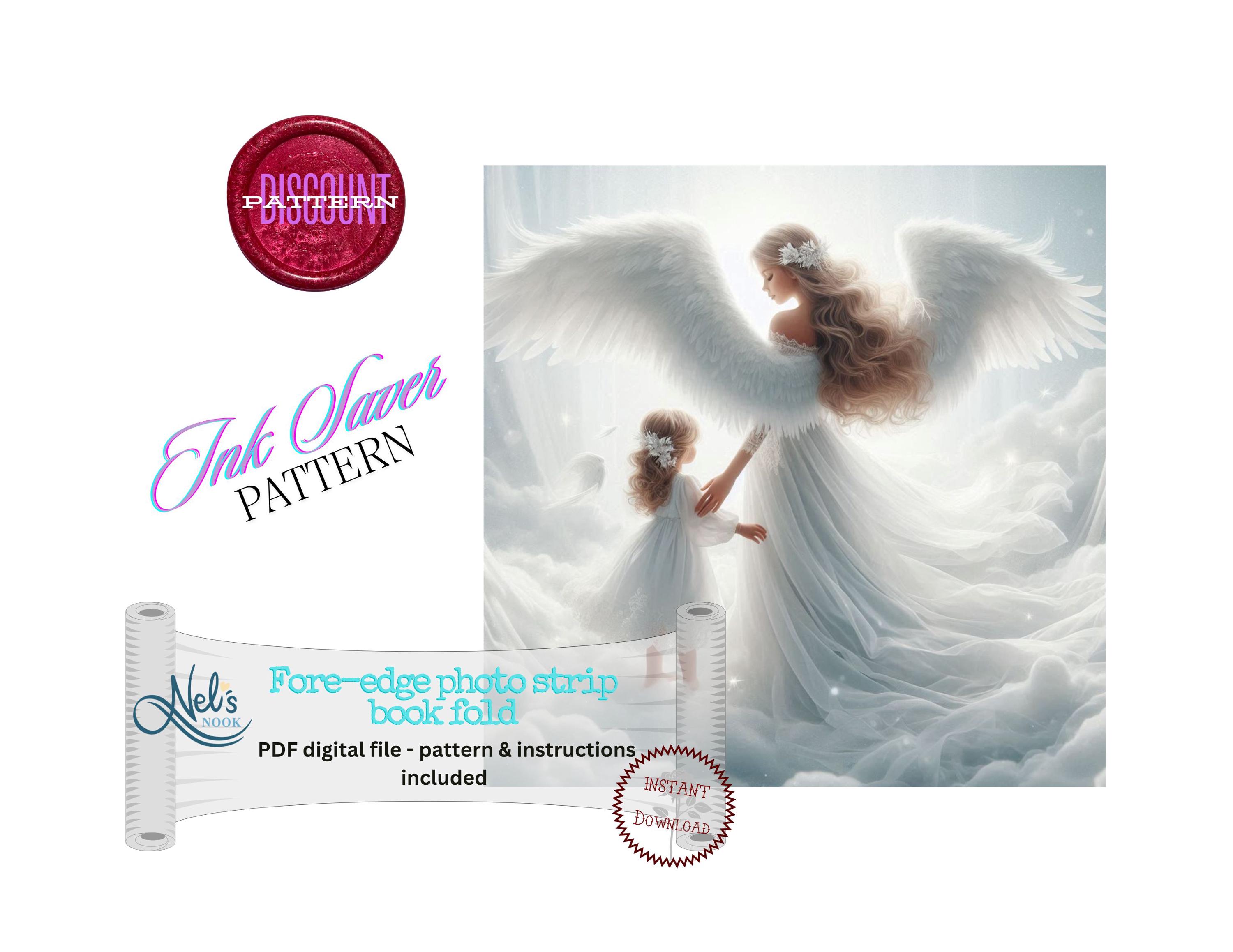 ANGEL With CHILD - Fore-edge Photo Strip Book Fold Pattern Only - INK ...
