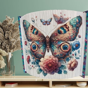 PAPILLON avec FLEURS + Mini bonus - Motif de pliage du livre photo sur le bord avant uniquement - Téléchargement instantané