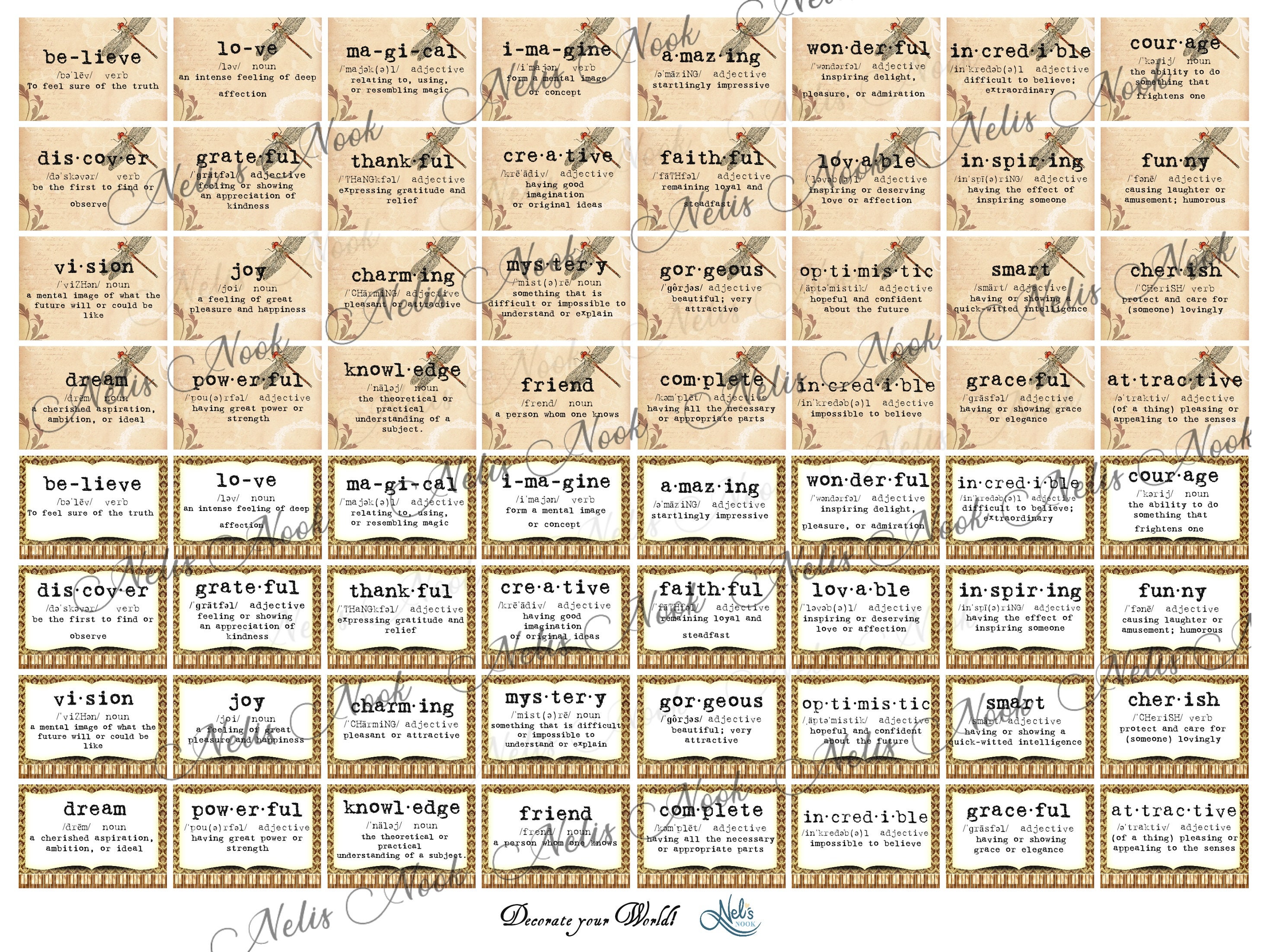 Printable Positive Word Tags, Digital Tags, Ephemera, Journal ...