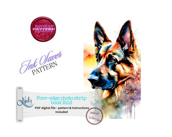 GERMAN SHEPARD - Fore-edge Photo strip book fold Pattern Only - INK Saver - Instant Download