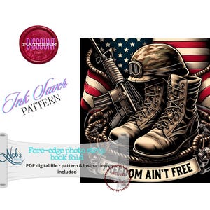FREEDOM ain&#39;t FREE - Fore-edge Photo strip book fold Pattern Only - INK Saver - Instant Download