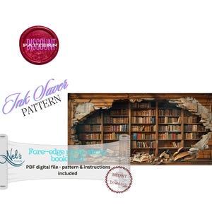 SECRET LIBRARY - Fore-edge Photo strip book fold Pattern Only - INK Saver - Instant Download