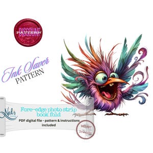 FUNNY BIRD - Fore-edge Fotostreifen Buchfalz Nur Muster - INK Saver - Instant Download
