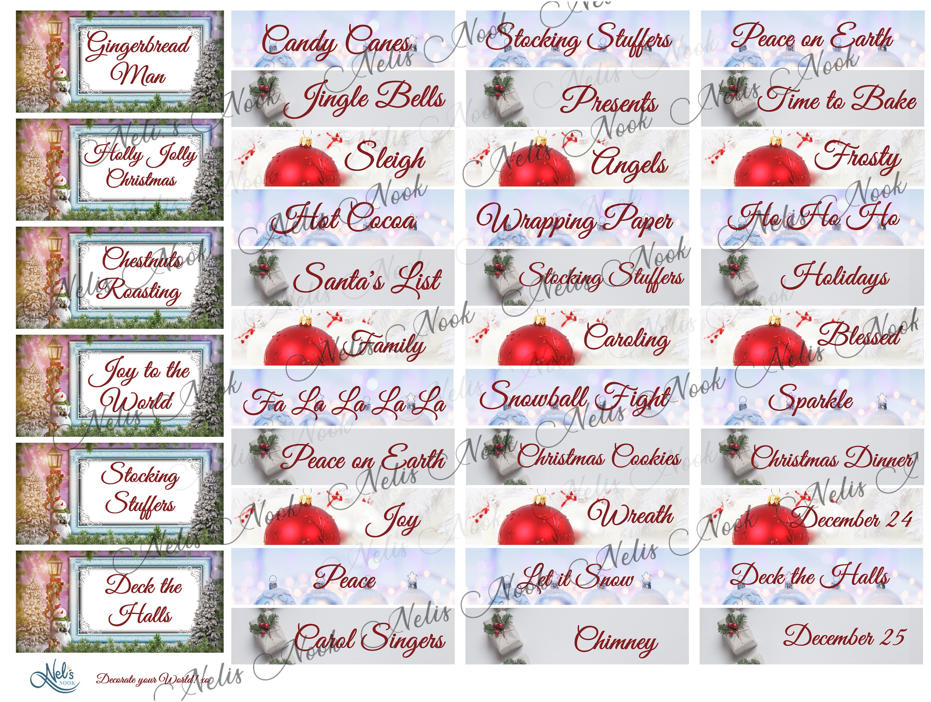 Printable Christmas Word Tags Digital Tags Ephemera - Etsy UK
