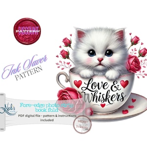 VALENTINE KITTEN - Fore-edge Photo strip book fold Pattern Only - Ink Saver - Instant Download
