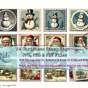 WEIHNACHTEN STEMPEL TAGS - Printable, Digital Tags, Ephemera, Journal, Printable, Scrapbooking, Instant download, Motivational Wörterbuch Tags