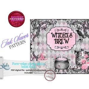 WITCHES BREW - Fore-edge Photo strip book fold Pattern Only - INK Saver - Instant Download