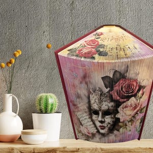 MASCHERA TEATRO con ROSE + Mini Bonus - Piegatura 2 in 1 - Solo modello di piega a libro con striscia fotografica sul bordo anteriore - Download immediato