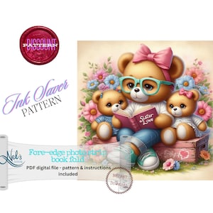 SISTER LOVE - Fore-edge Photo strip book fold Pattern Only - INK Saver - Instant Download