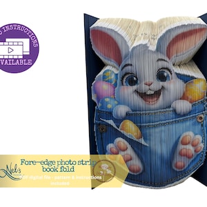LAPIN DE PÂQUES dans une poche - motif de pliage de livre photo COMBI bord avant uniquement - téléchargement immédiat
