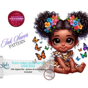 LITTLE BLACK GIRL- Fore-edge Photo Strip Book Fold Pattern Only - Ink-Saver Pattern - Instant Download