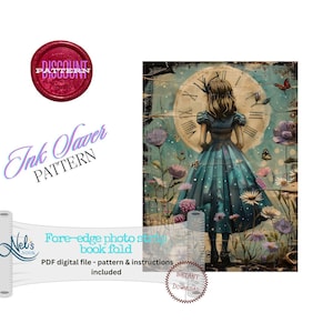 ALICE - Fore-edge Photo strip book fold Pattern Only - INK Saver - Instant Download