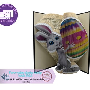 EASTER BUNNY carrying an Egg - COMBI Fore-edge Photo strip book fold Pattern Only - Instant Download