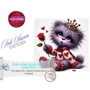 PRINCESS BEAR - Vorderkante Fotostreifen Buchfalz Muster Nur - Ink Saver - Instant Download