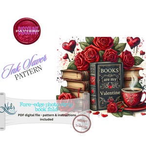 BOOKS are my VALENTINE - Fore-edge Photo strip book fold Pattern Only - INK Saver - Instant Download