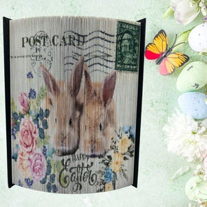 CARTOLINA CONIGLIETTO DI PASQUA + Mini Bonus - Solo modello di piega del libro con striscia fotografica sul bordo anteriore - Ink-Saver + modelli a colori completi Download immediato