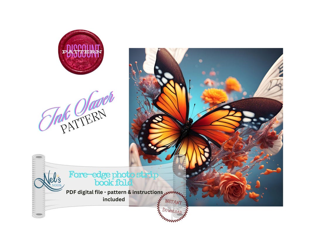 BUTTERFLY - Fore-edge Photo Strip Book Fold Pattern Only - INK Saver ...