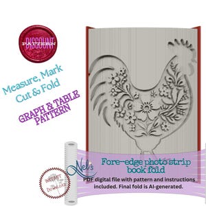 ROOSTER - Table & Graph Style Pattern - Folded Book Art Pattern - MMCF - Instant Download