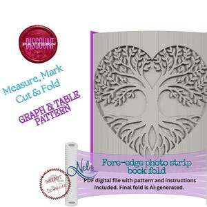 TREE OF LIFE - Table and Graph Style Pattern - Folded Book Art Pattern - Measure, Mark, Cut and Fold - Instant Download