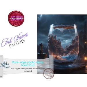GLAS mit OZEAN - Vorderkante Fotostreifen Buchfach nur Muster - INK Saver - Instant Download
