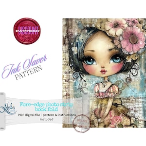 BOHO GIRL- Fore-edge Photo strip book fold Pattern Only - Ink-Saver Pattern - Instant Download