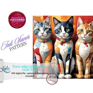 WHIMSICAL CATS  - Fore-edge Photo strip book fold Pattern Only - INK Saver - Instant Download
