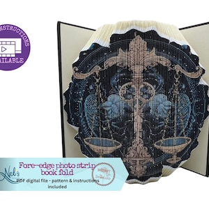 ZODIAC SIGN - LIBRA - Combi Fore-edge Photo strip book fold Pattern Only - Instant Download