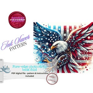 PATRIOTIC EAGLE - Fore-edge Photo strip book fold Pattern Only - INK Saver - Instant Download