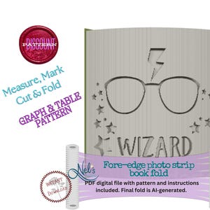 LITTLE WIZARD - Tableau et motif de style graphique - Motif artistique de livre plié - Mesurez, marquez, coupez et pliez - Téléchargement immédiat
