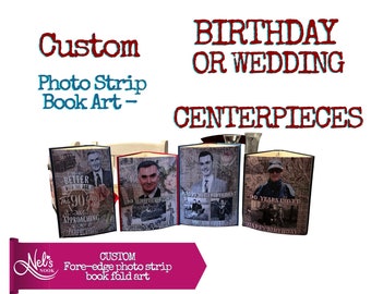 Custom BIRTHDAY - WEDDING Photo Strip Book Art, Last minute custom gift, Book Lover, Personalized Books, Personalized Gift, Made for you