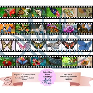 SCHMETTERLINGE Fotofilmstreifen/druckbare Filmstreifen, Foto, Digital Collage Sheet, Ephemera, Journal, Scrapbooking, Instant download,