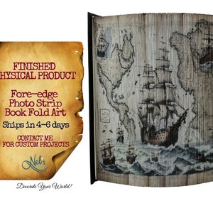 ANCIENNE CARTE avec NAVIRES - Livre pliant art, cadeau fait pour vous, anniversaires, travail personnalisé, produit fini physique
