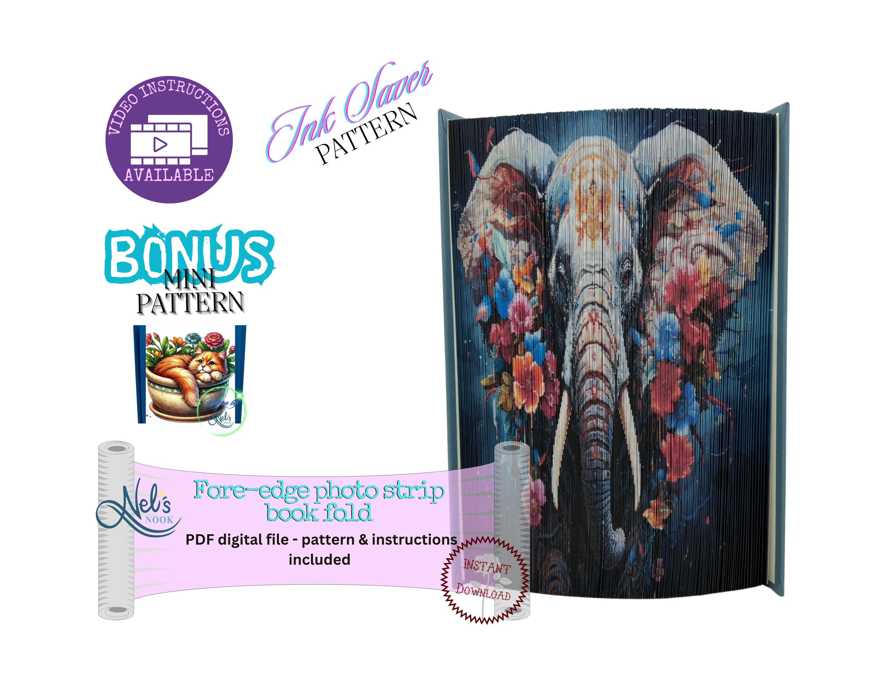 ELEPHANT + Mini Pattern - Fore-edge Photo Strip Book Fold Pattern Only ...