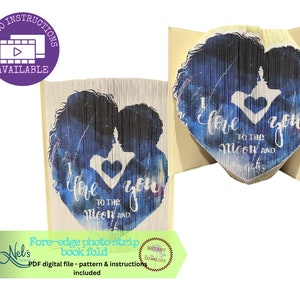 I LOVE YOU to the MOON: alleen boekvouwpatroon op voorrand fotostrip: direct downloaden