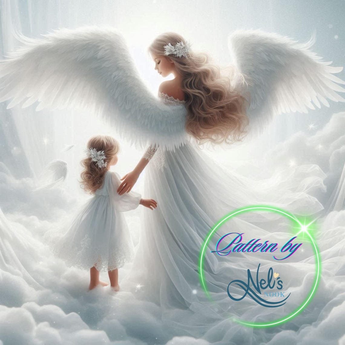 ANGEL With CHILD - Fore-edge Photo Strip Book Fold Pattern Only - INK ...