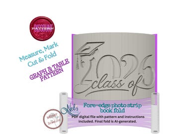 CLASS OF 2026 - Table and Graph Style Pattern - Folded Book Art Pattern - Measure, Mark, Cut and Fold - Instant Download