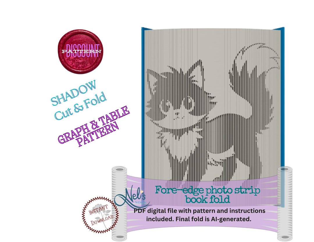 CAT - Table & Graph Style Pattern - Folded Book Art Pattern - SHADOW ...