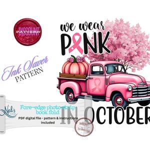 PINK in OCTOBER  - Fore-edge Photo strip book fold Pattern Only - INK Saver - Instant Download